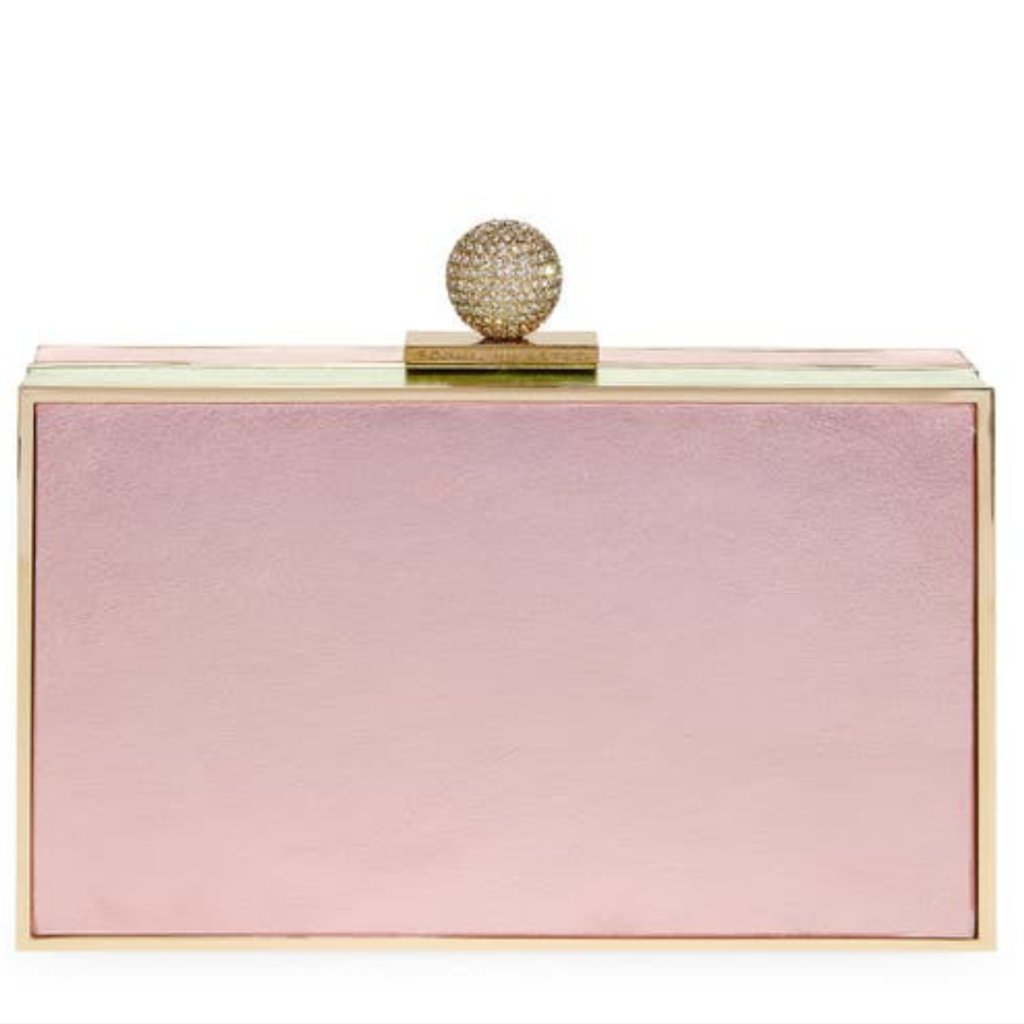 Sophia Webster Clara Satin Clutch Bag Pink Blue Green Box Bag Crystal Ball Clasp